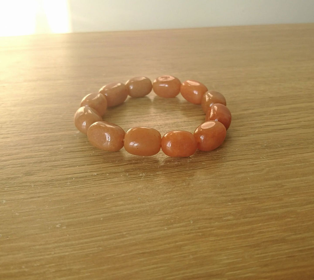 Vintage Orange Brown Beaded  Boho Stone Bracelet Retro Bangle Pebble Bracelet Costume Jewellery Jewelry.