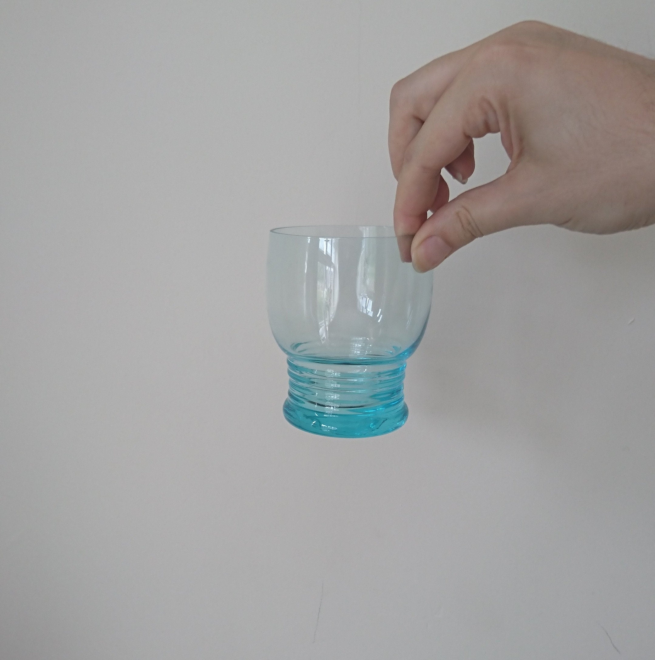 Vintage Blue Glass Pitcher Set, 1970s Retro Barware, Mid Century Modern, 6-Piece