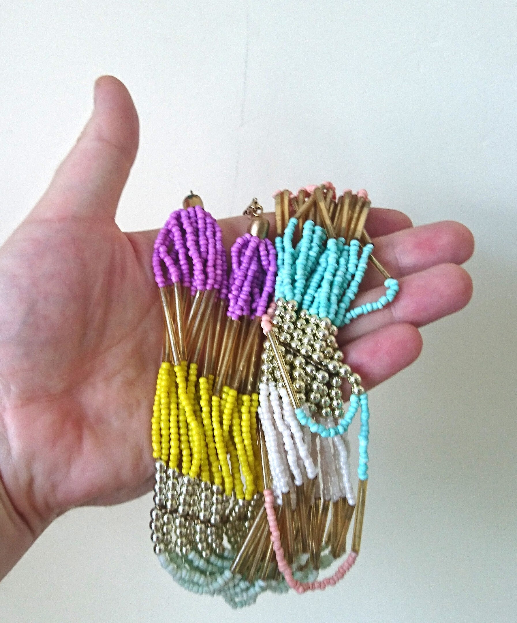 Vintage Beaded Multi Strand Necklace, Multicolored Costume Jewelry