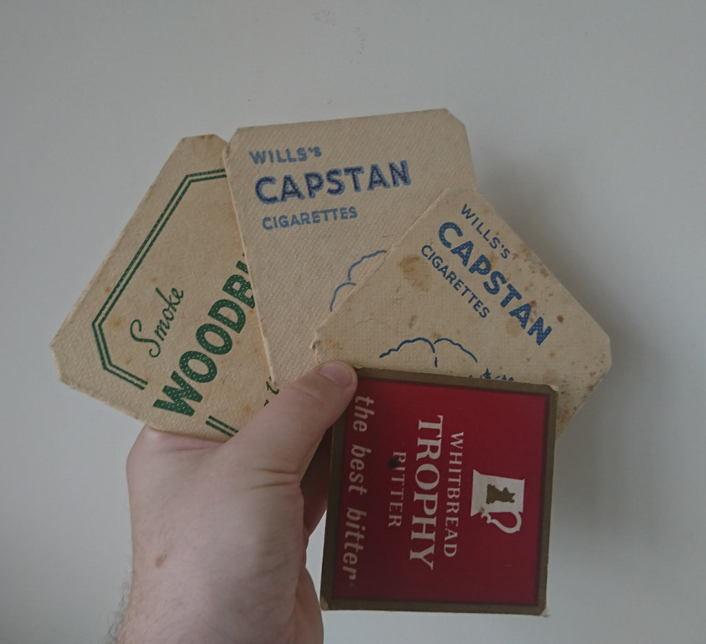 Vintage European Beer Mats Coasters, Retro Barware, Man Cave, Set of 10