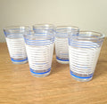 Vintage Shot Glasses Set: Blue & White Stripe Retro Barware