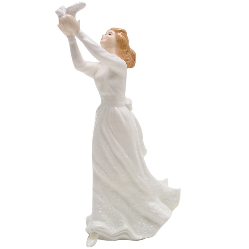 Thinking of You Royal Doulton HN3124 Lady Figurine Sentiments Collection Elegant White Dress
