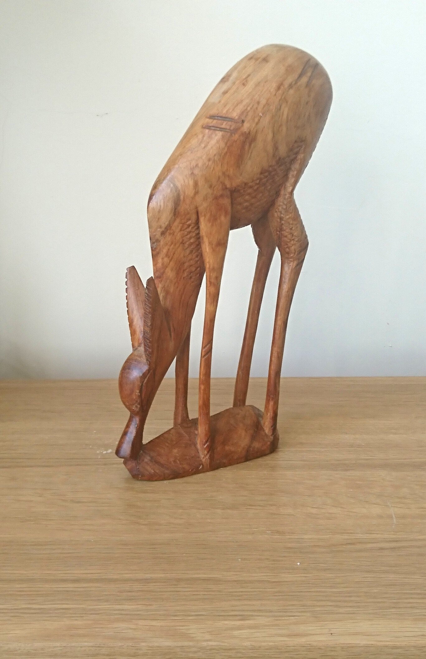 Vintage Hand Carved Teak Gazelle Figurine  African Home Decor