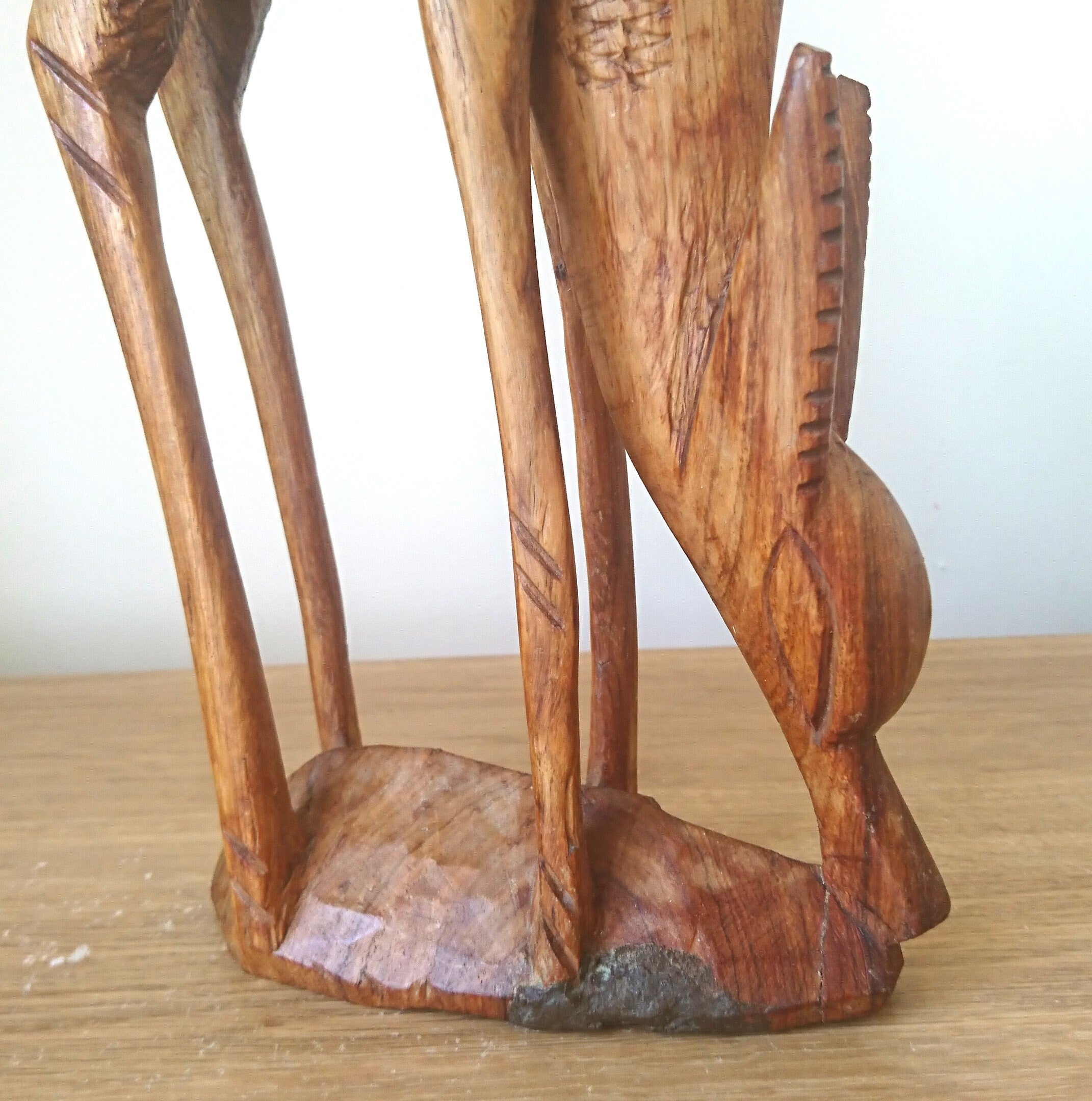 Vintage Hand Carved Teak Gazelle Figurine  African Home Decor