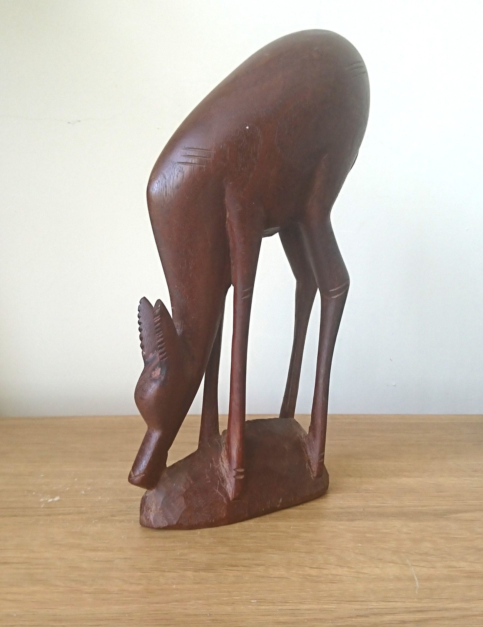 Vintage Hand Carved Teak Gazelle Figurine  African Home Decor