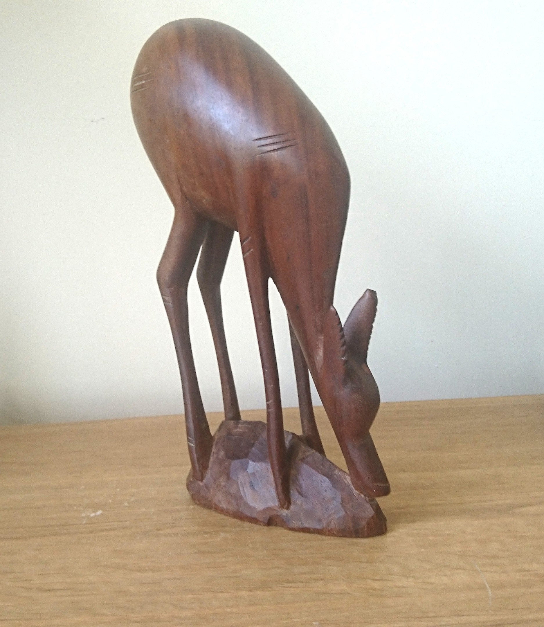 Vintage Hand Carved Teak Gazelle Figurine  African Home Decor