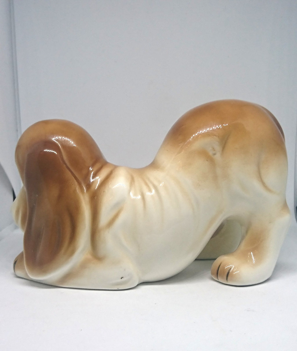 Vintage Kitsch Ceramic Basset Hound Puppy Figurine