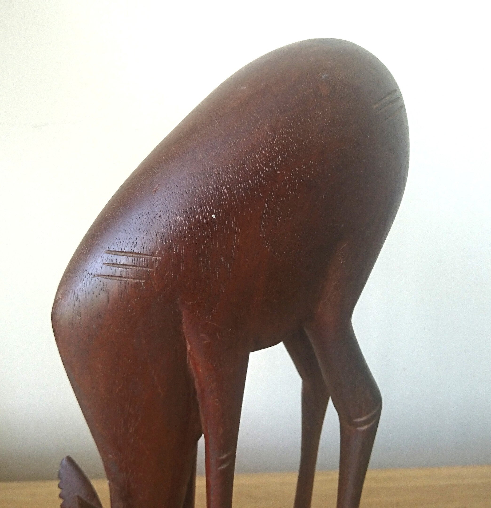 Vintage Hand Carved Teak Gazelle Figurine  African Home Decor