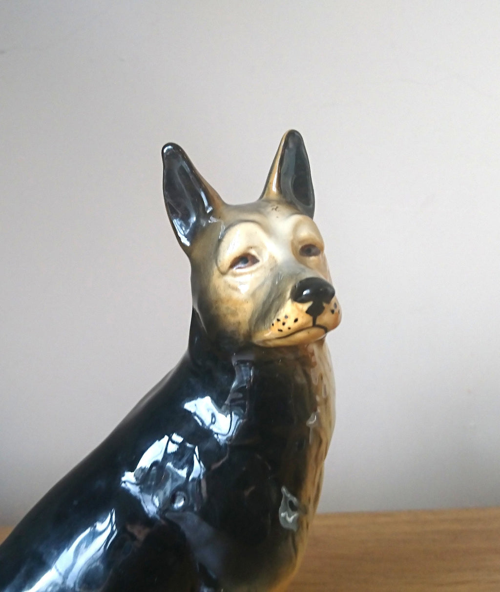 Vintage German Shepard Ceramic Dog Figurine Beswick Style Sculpture Ornament