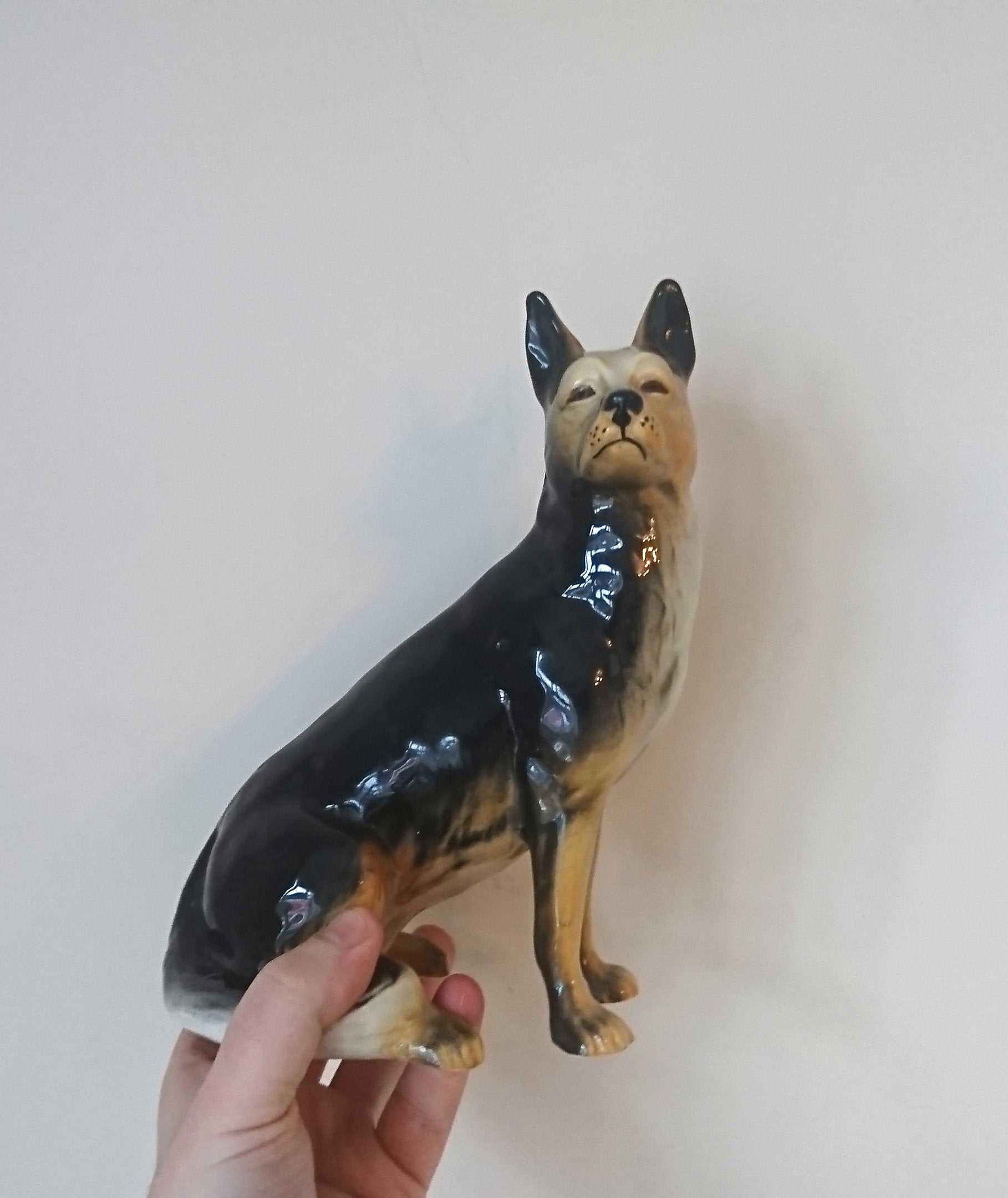 Vintage German Shepard Ceramic Dog Figurine Beswick Style Sculpture Ornament