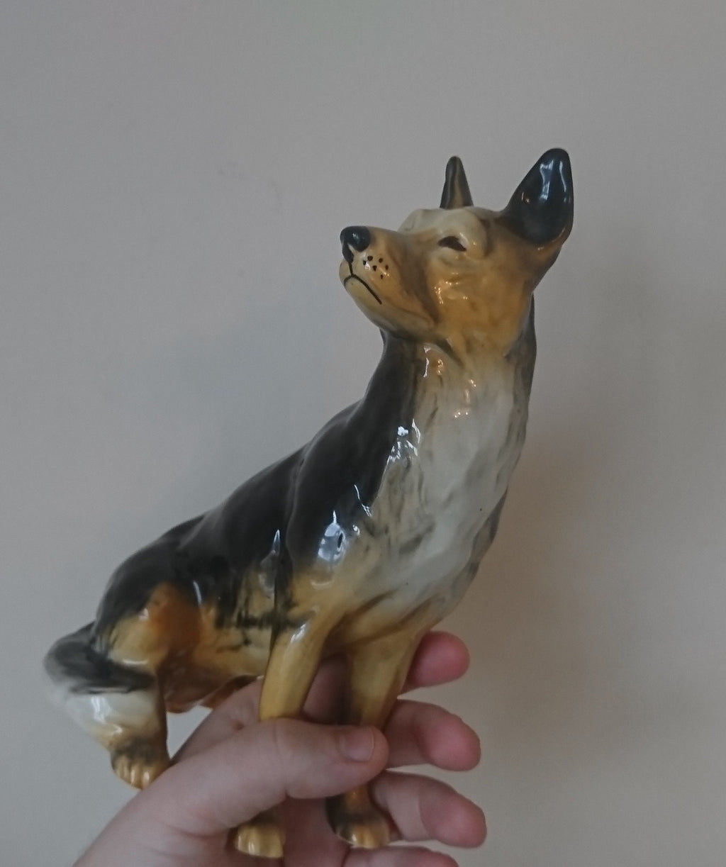 Vintage German Shepard Ceramic Dog Figurine Beswick Style Sculpture Ornament