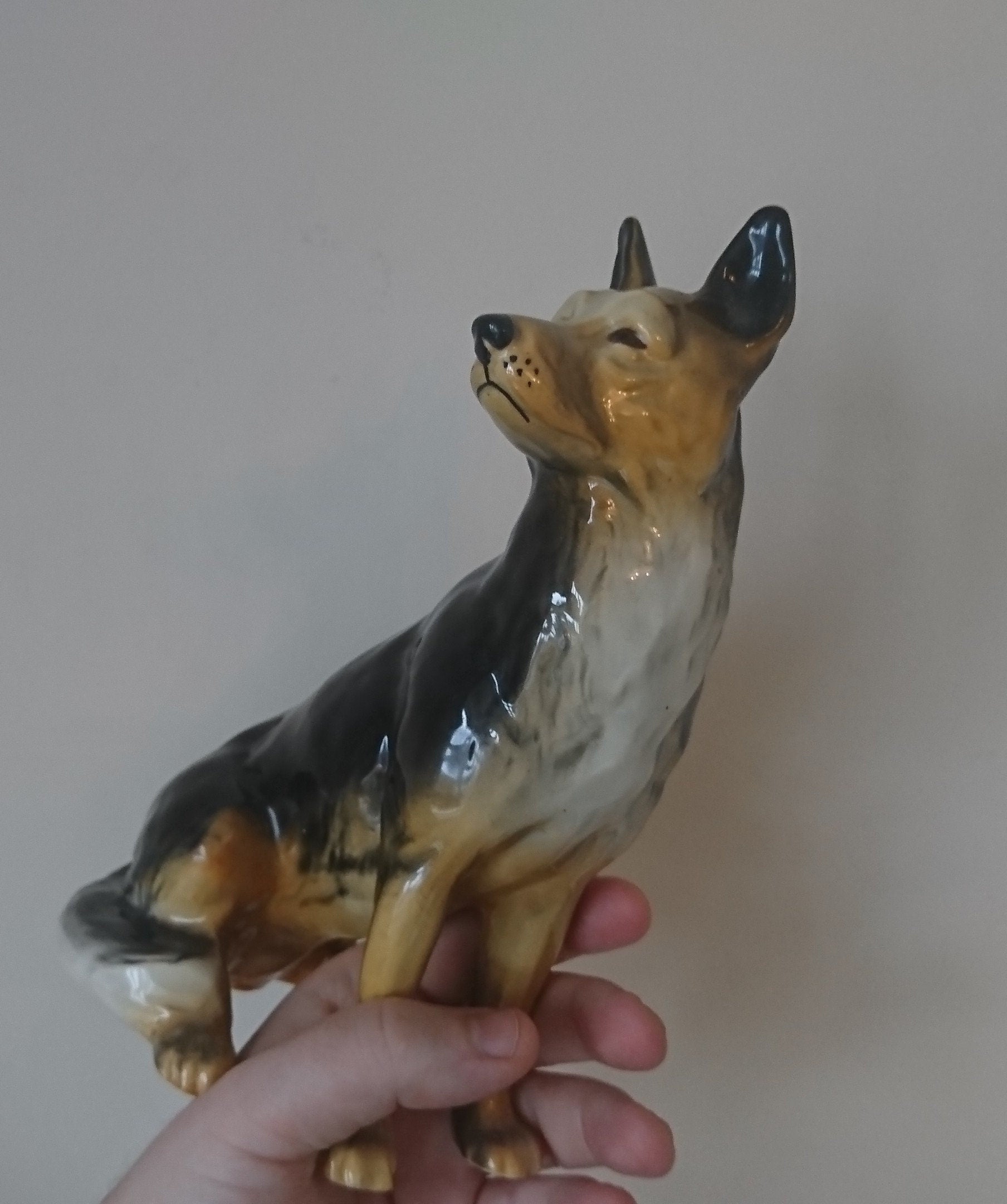 Vintage German Shepard Ceramic Dog Figurine Beswick Style Sculpture Ornament
