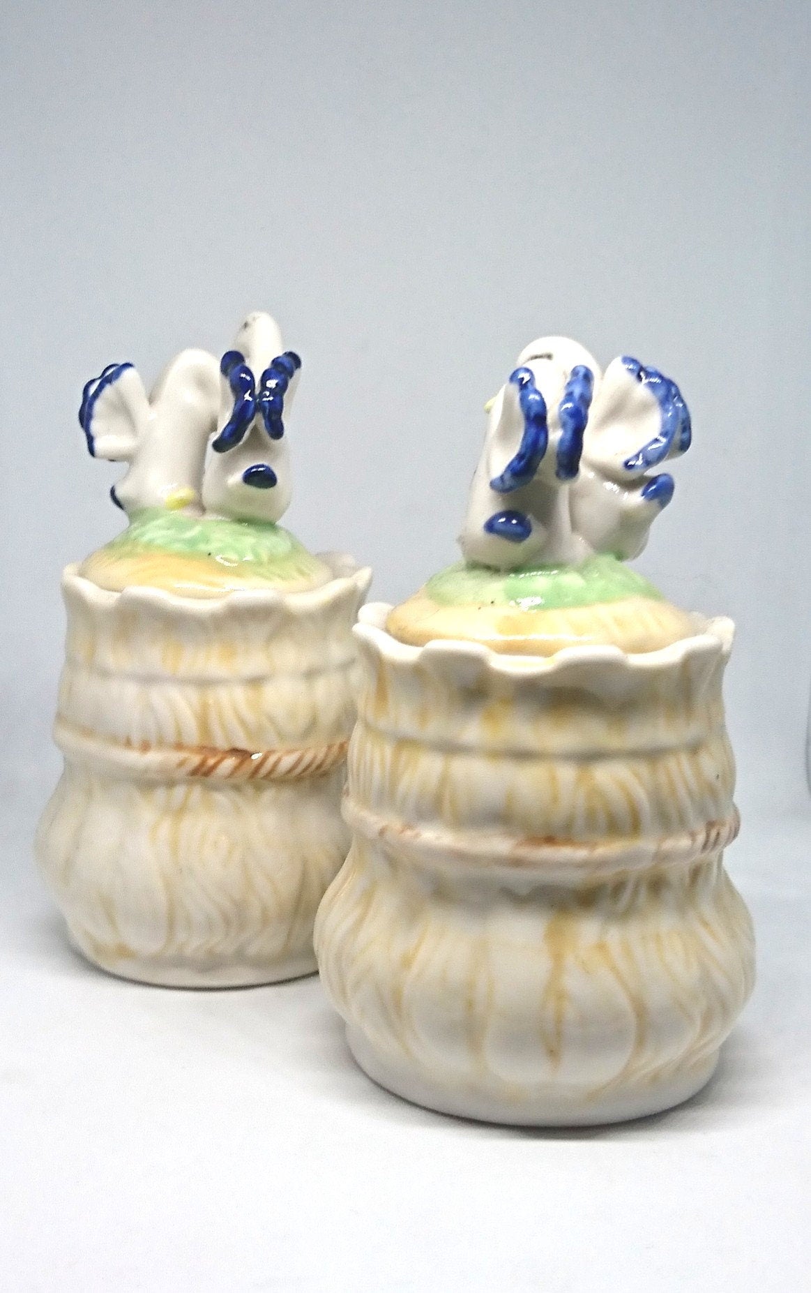 Vintage Duck Salt and Pepper Shakers with Matching Jars
