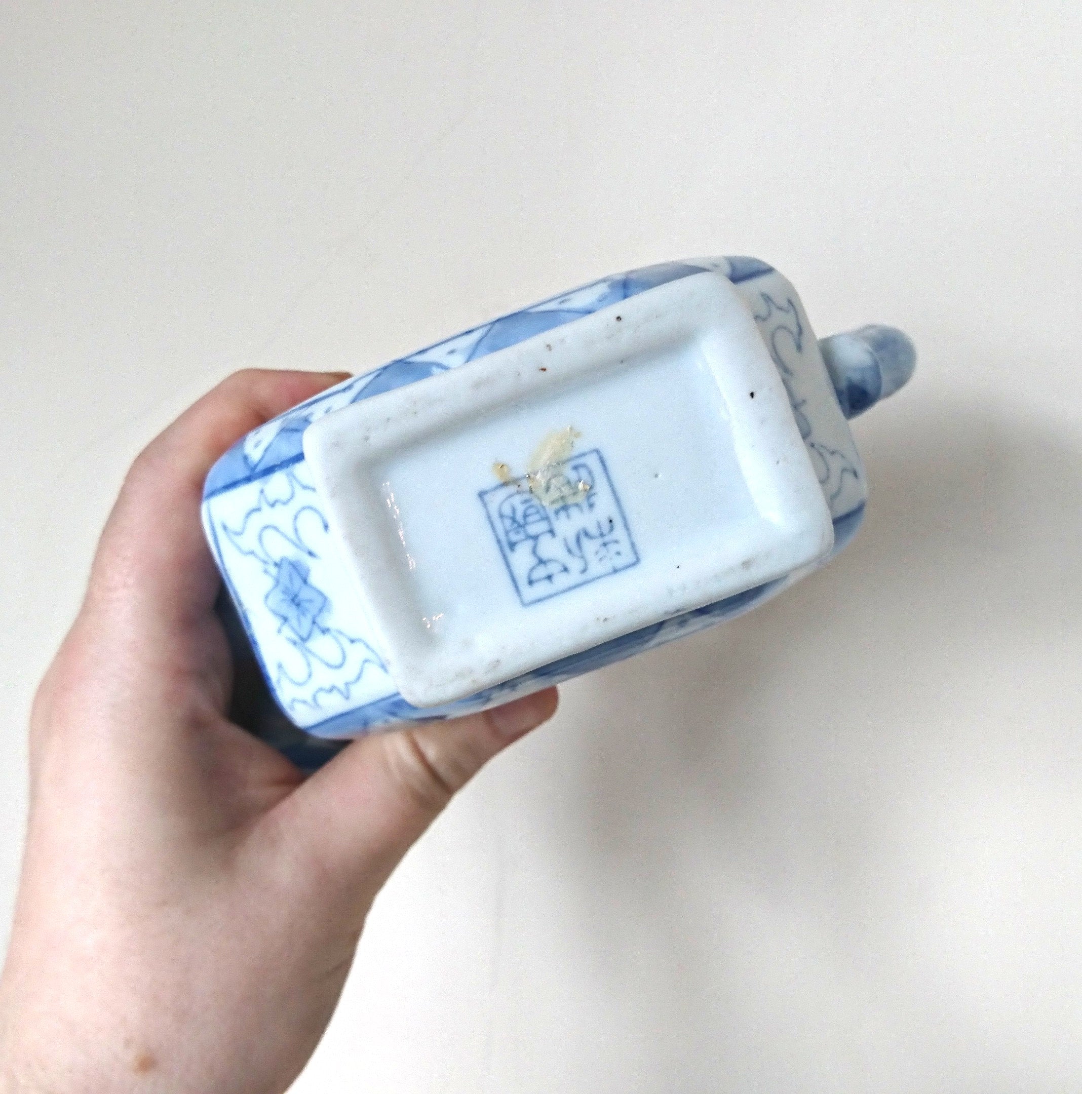 Vintage Blue & White Dragon Teapot, Oriental Ceramic Tea