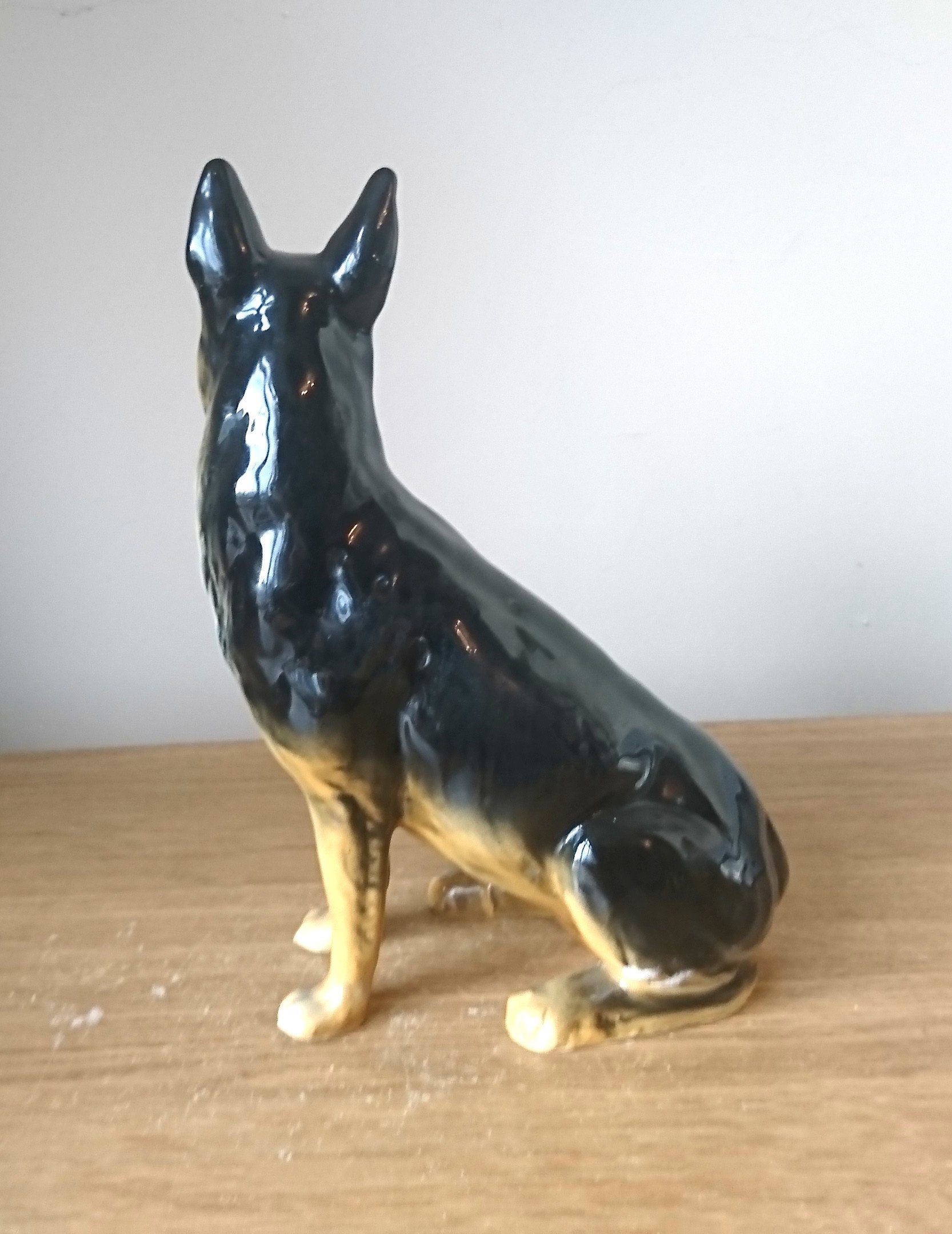 Vintage German Shepard Ceramic Dog Figurine Beswick Style Sculpture Ornament