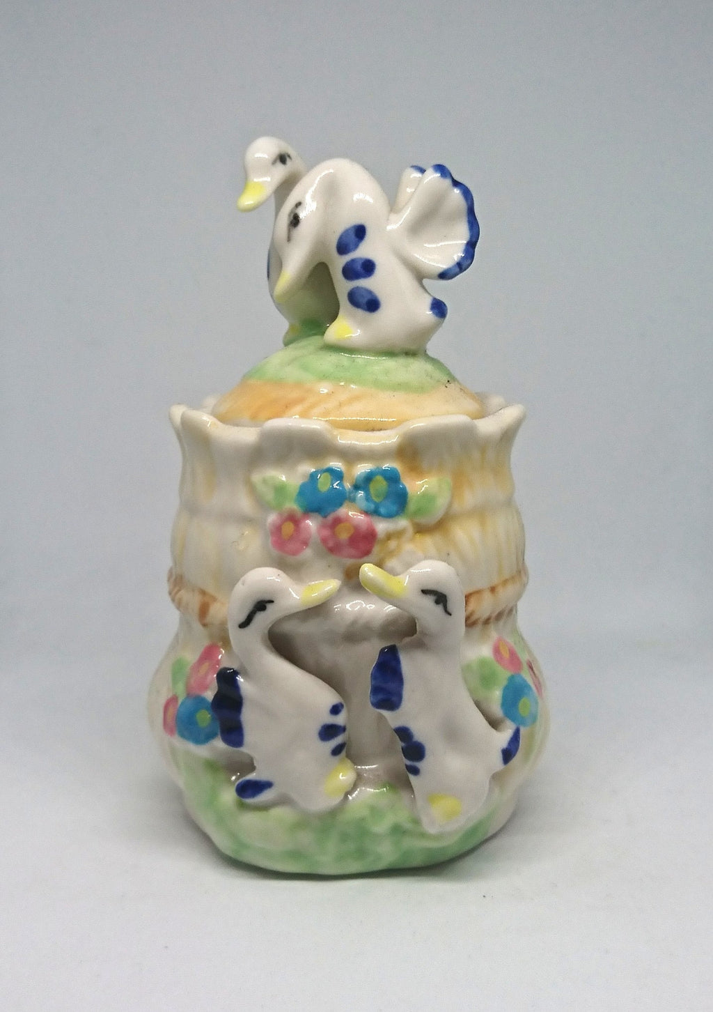 Vintage Duck Salt and Pepper Shakers with Matching Jars