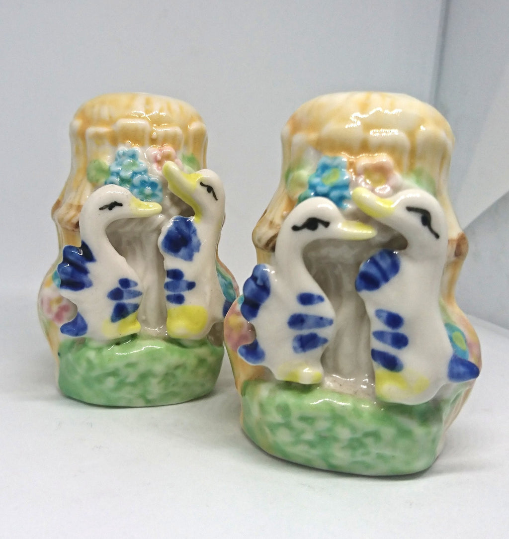 Vintage Duck Salt and Pepper Shakers with Matching Jars