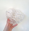 Vintage Heavy Crystal Glass Fruit Bowl, Floral Sunburst Pattern