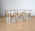 Vintage Shot Glasses with Dish set of 6 Gold Gilt Liqueur Shooters Vintage Barware