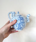 Vintage Blue and White Chinese Dragon Teapot, Hand-Painted Porcelain