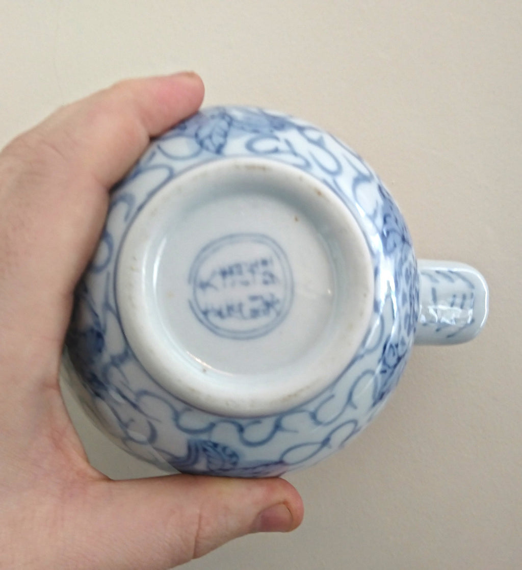 Vintage Blue and White Chinese Dragon Teapot, Hand-Painted Porcelain