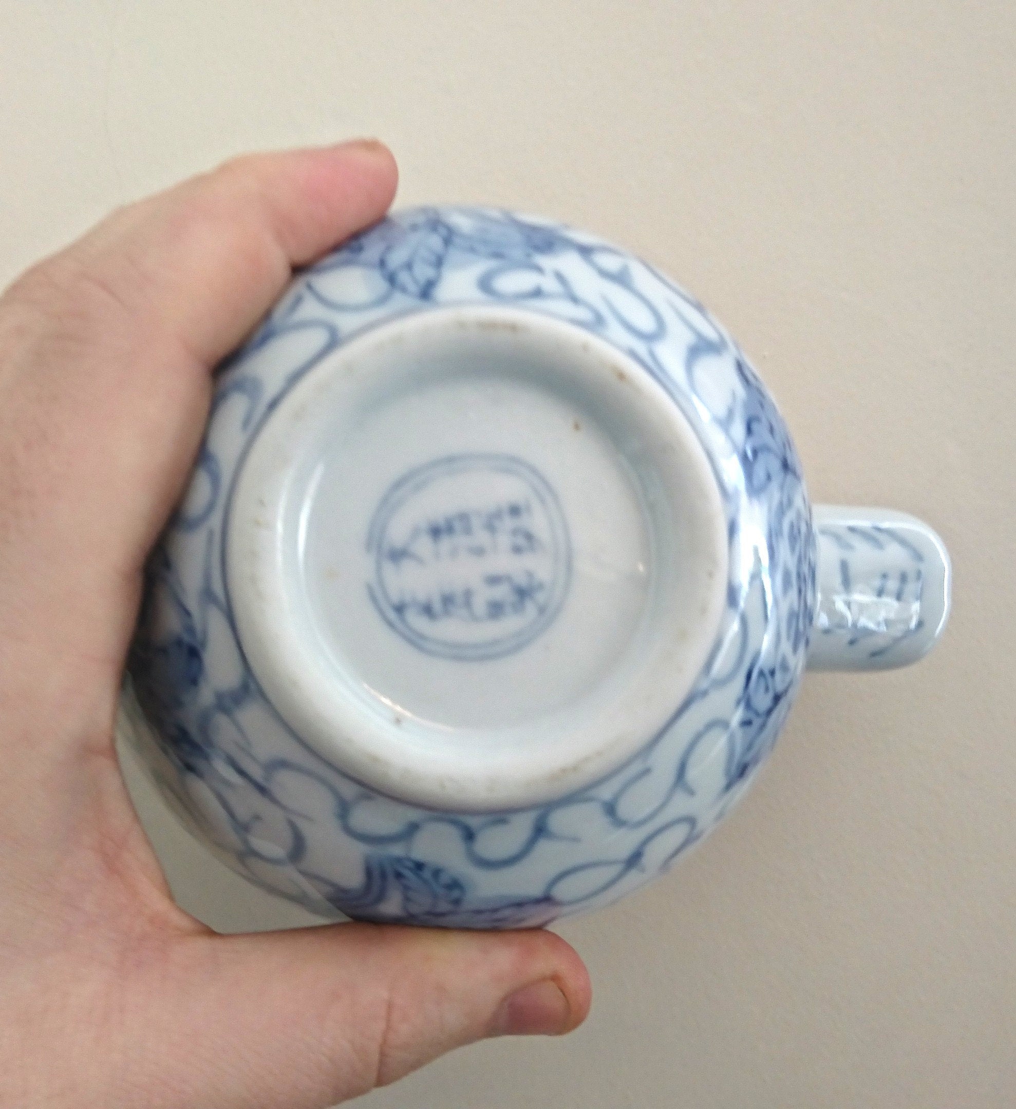Vintage Blue and White Chinese Dragon Teapot, Hand-Painted Porcelain