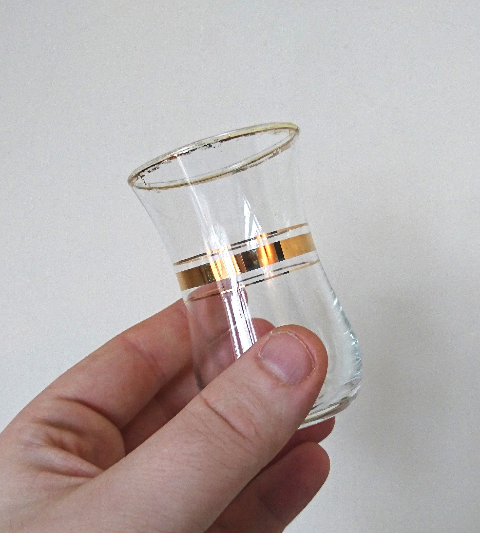 Vintage Shot Glasses with Dish set of 6 Gold Gilt Liqueur Shooters Vintage Barware