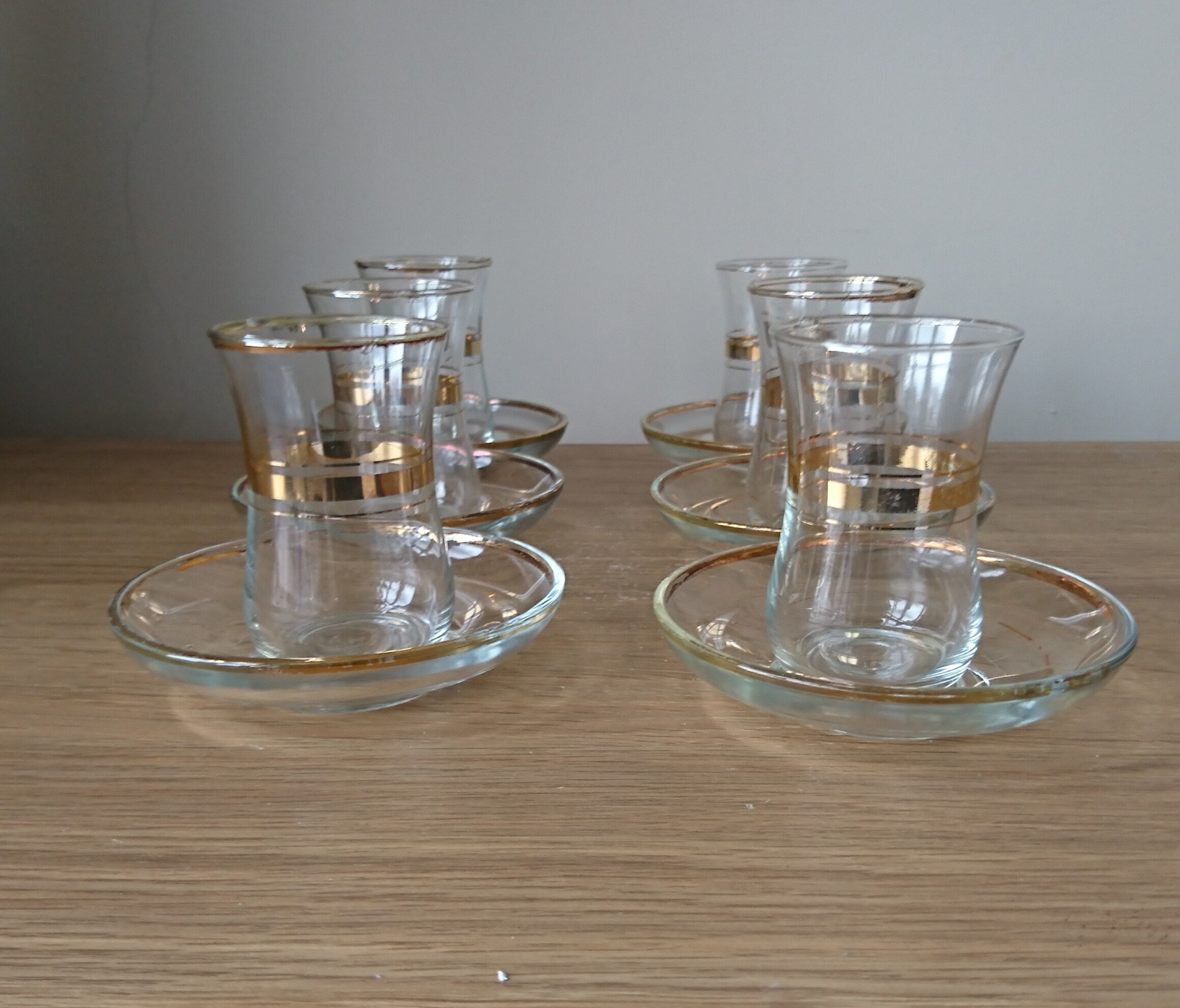 Vintage Shot Glasses with Dish set of 6 Gold Gilt Liqueur Shooters Vintage Barware