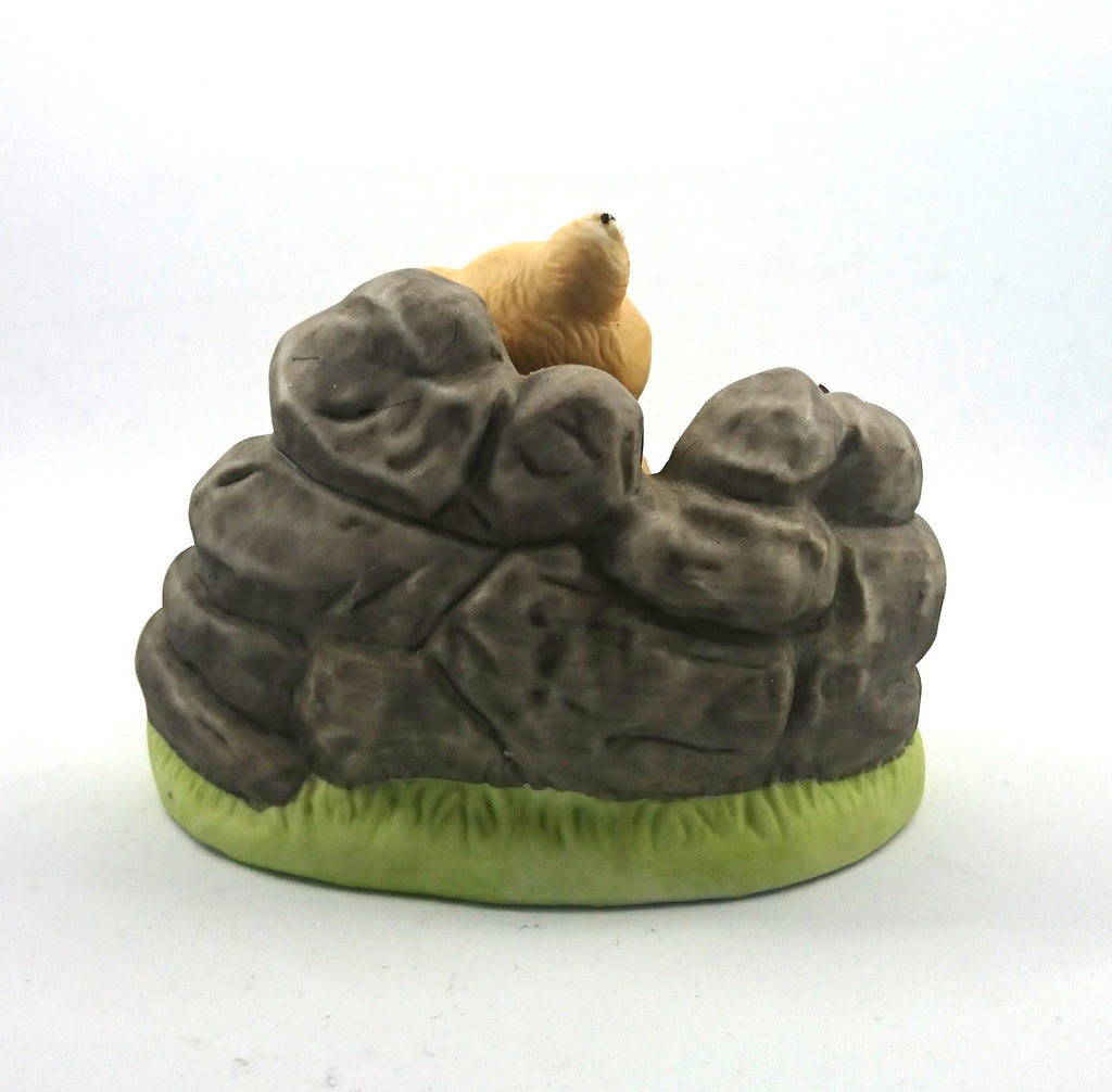 Vintage Franklin Mint Bear Figurine  Woodland Surprises Porcelain, Hand-Painted