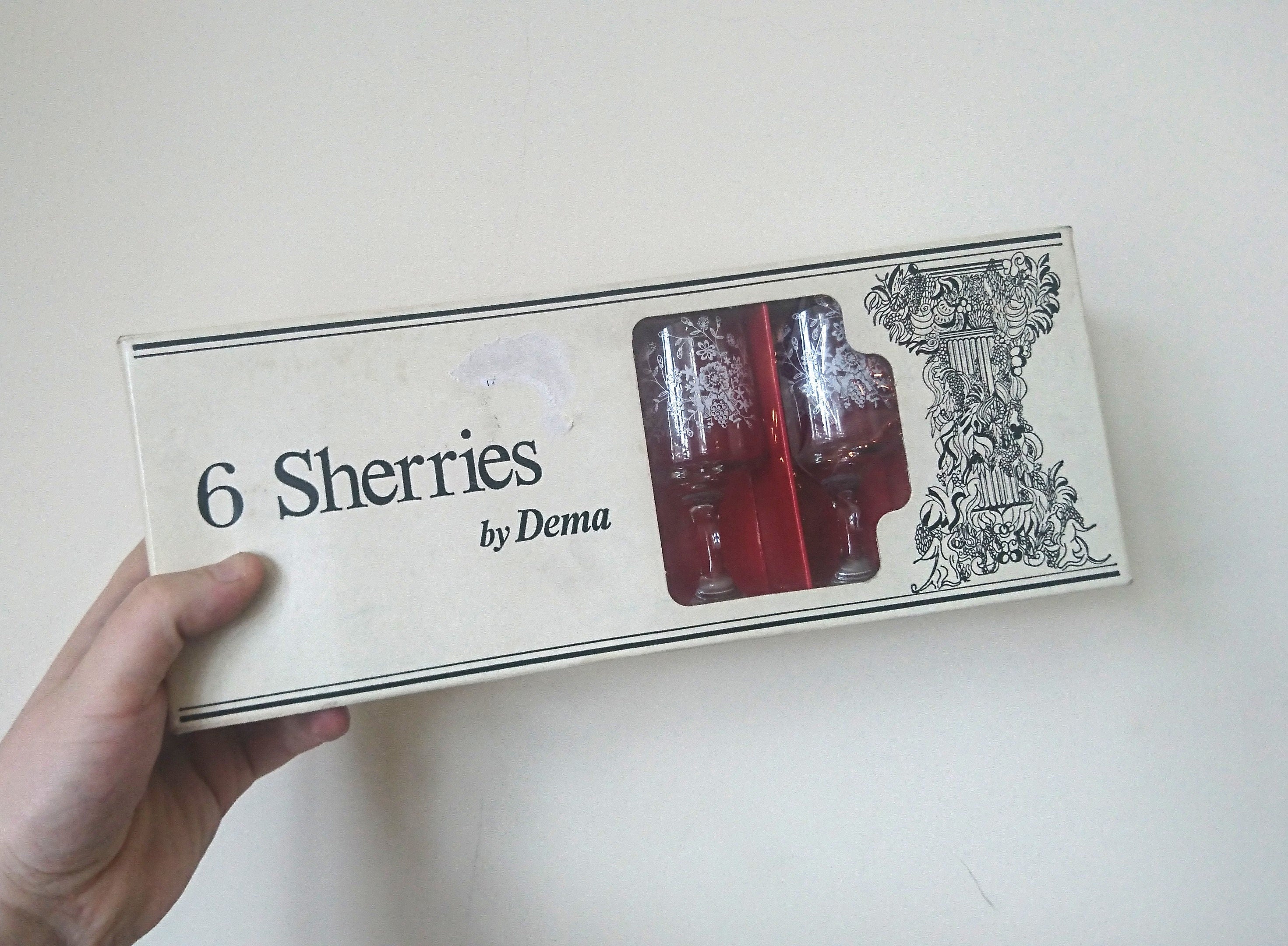 Vintage Dema Floral Sherry Glasses, 1960s Barware Set