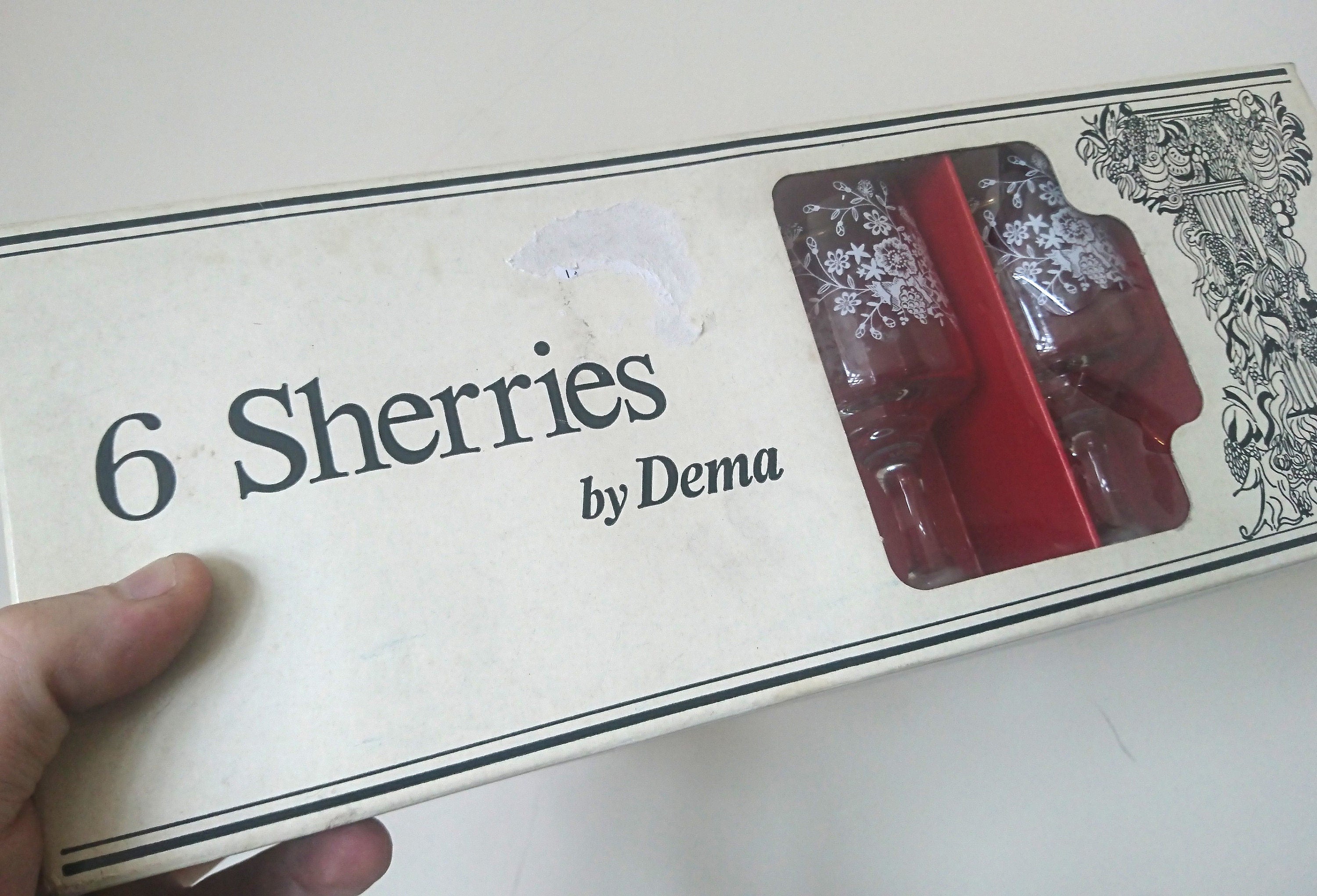 Vintage Dema Floral Sherry Glasses, 1960s Barware Set