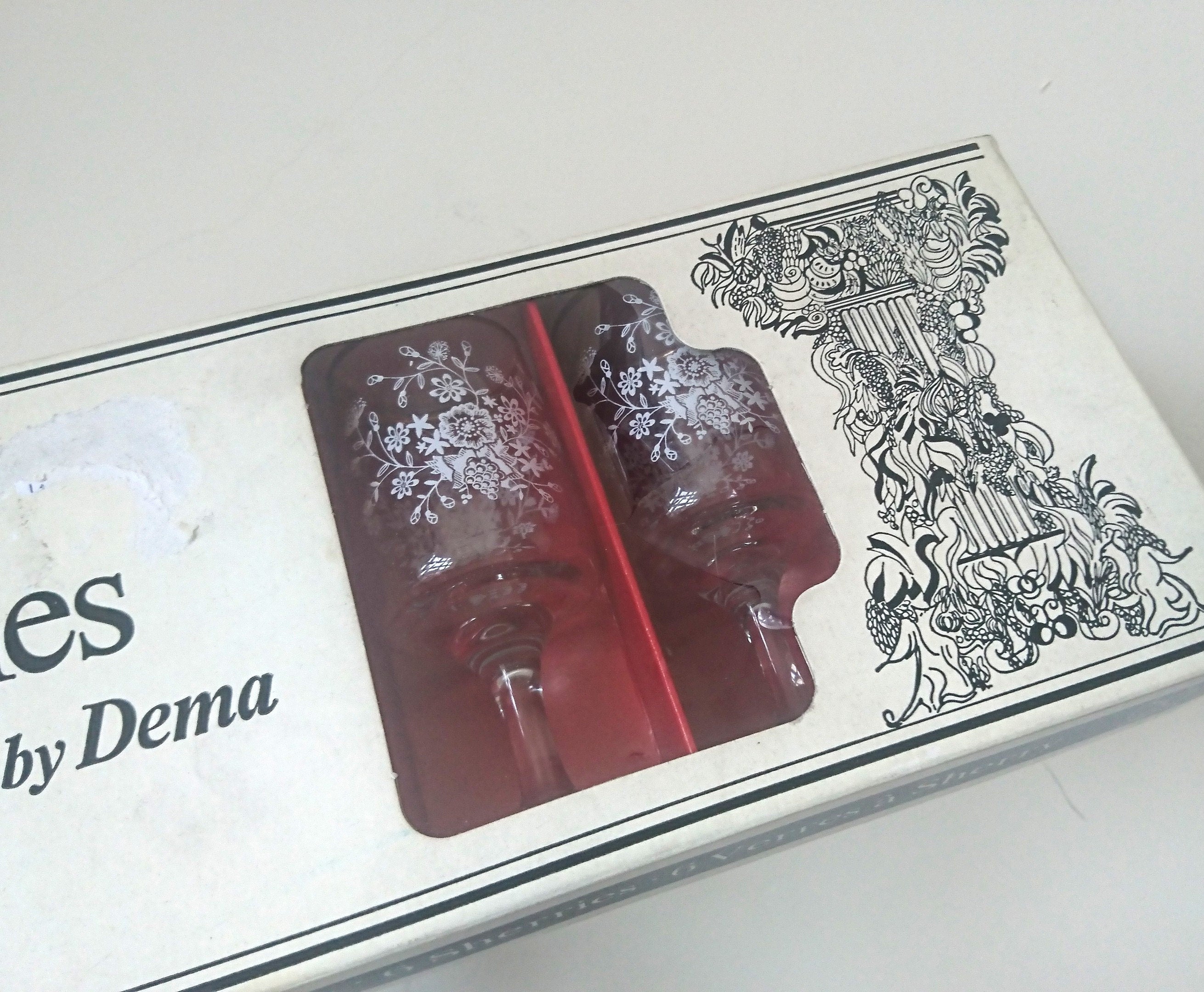 Vintage Dema Floral Sherry Glasses, 1960s Barware Set