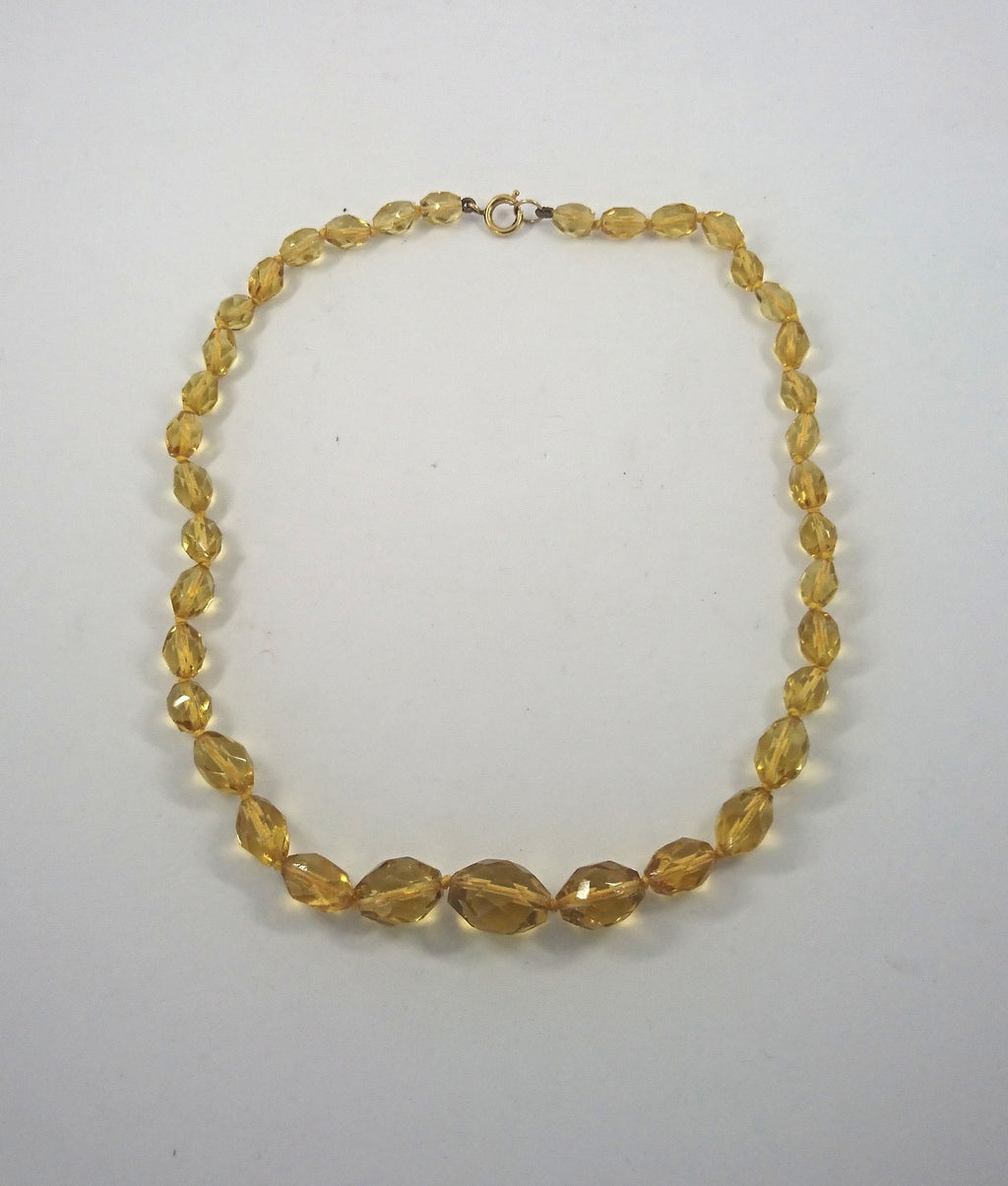 Vintage 1960's Yellow Glass Beaded Necklace Costume Jewellery Jewelry