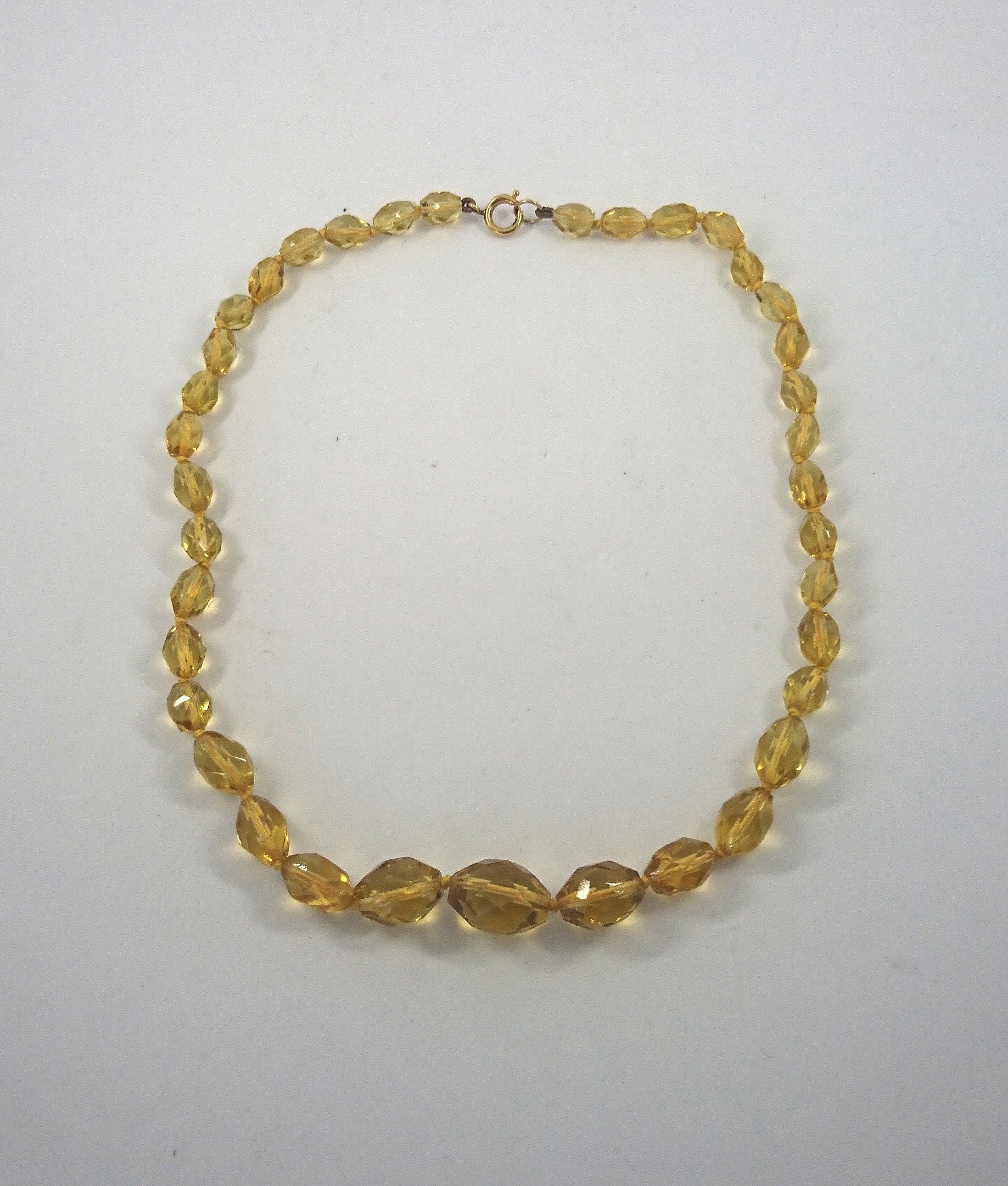 Vintage 1960's Yellow Glass Beaded Necklace Costume Jewellery Jewelry