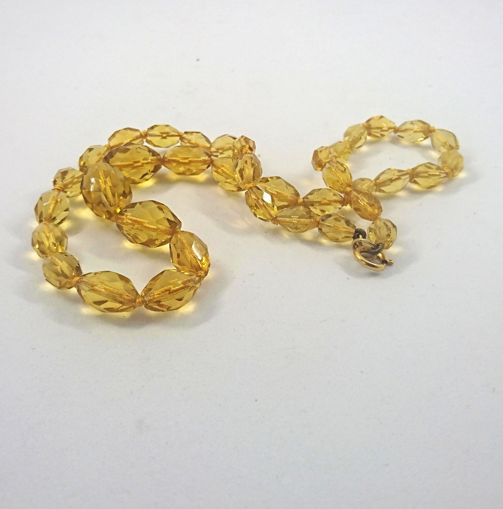 Vintage 1960's Yellow Glass Beaded Necklace Costume Jewellery Jewelry