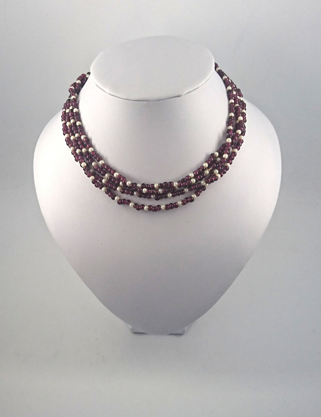 Vintage Purple and White Seed Bead Necklace Long 1970's Beaded Necklace Costume Jewellery Jewelry