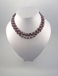 Vintage Purple and White Seed Bead Necklace Long 1970's Beaded Necklace Costume Jewellery Jewelry