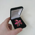 Vintage Brooch Boxed Autumn Leaf Red Enamel Silver Tone Costume Jewellery Jewelry Leaf Pin