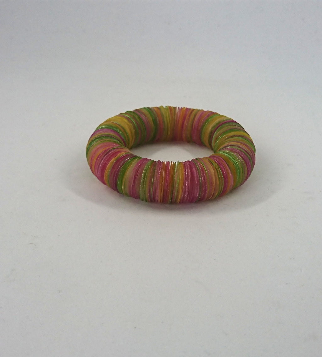 Vintage Dyed Shell Stretch Bangle - Boho Costume Jewelry