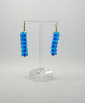 1980s Blue Lucite Dangle Drop Earrings, Vintage Costume Jewelry