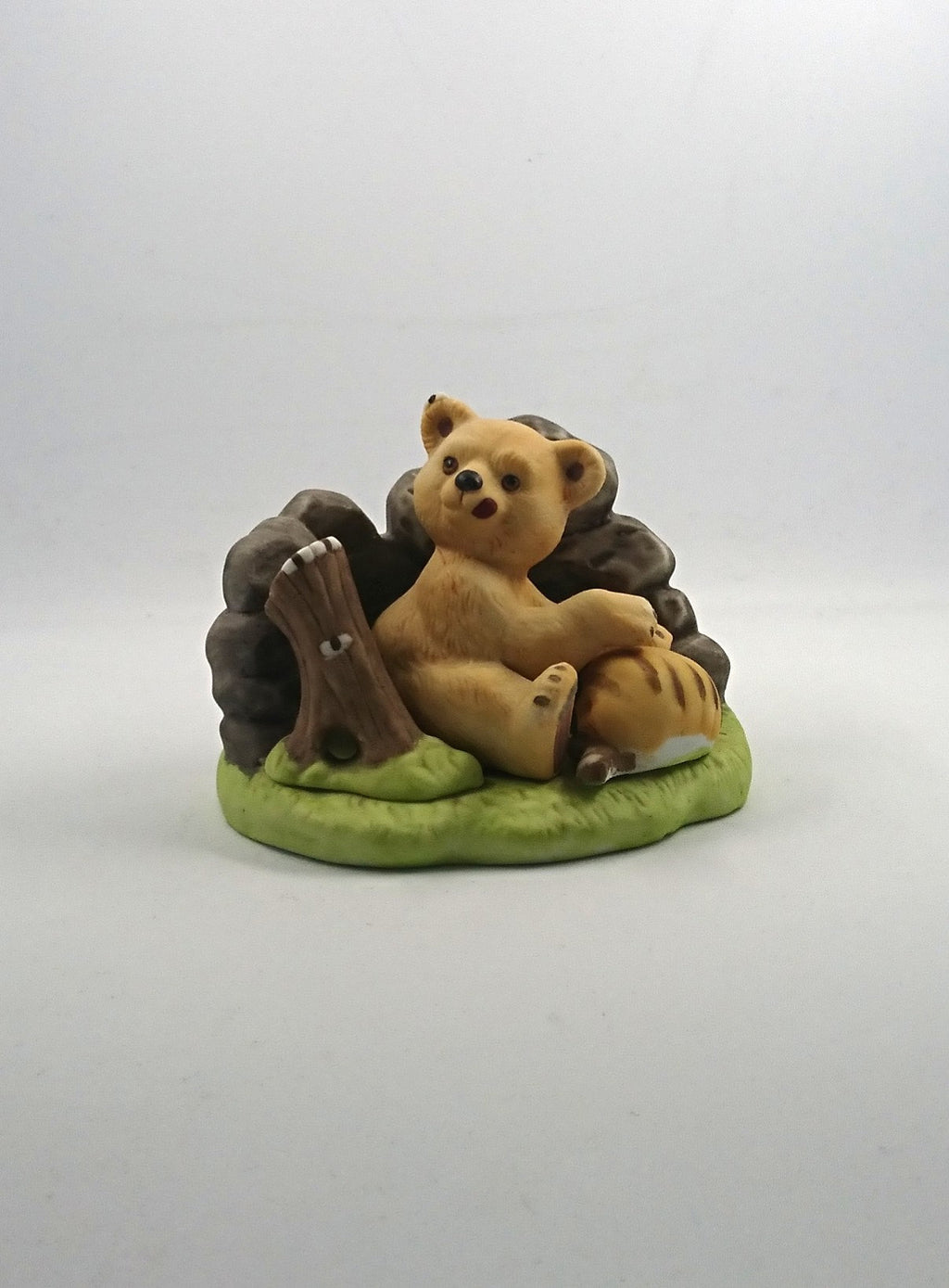 Vintage Franklin Mint Bear Figurine  Woodland Surprises Porcelain, Hand-Painted