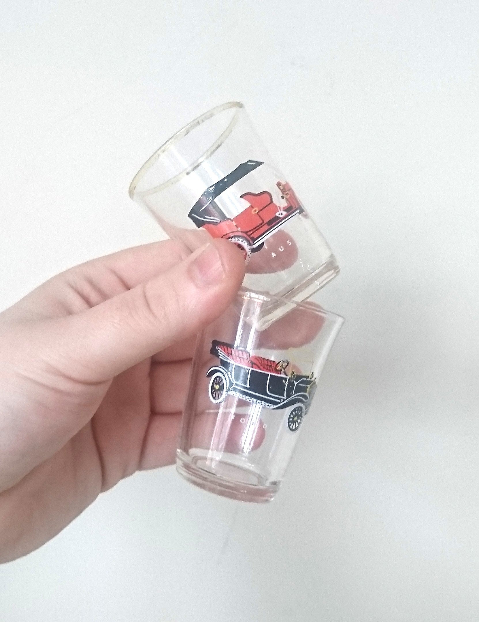 Vintage Car Shot Glasses, 1950s Ruhrglas Barware, Set of 6