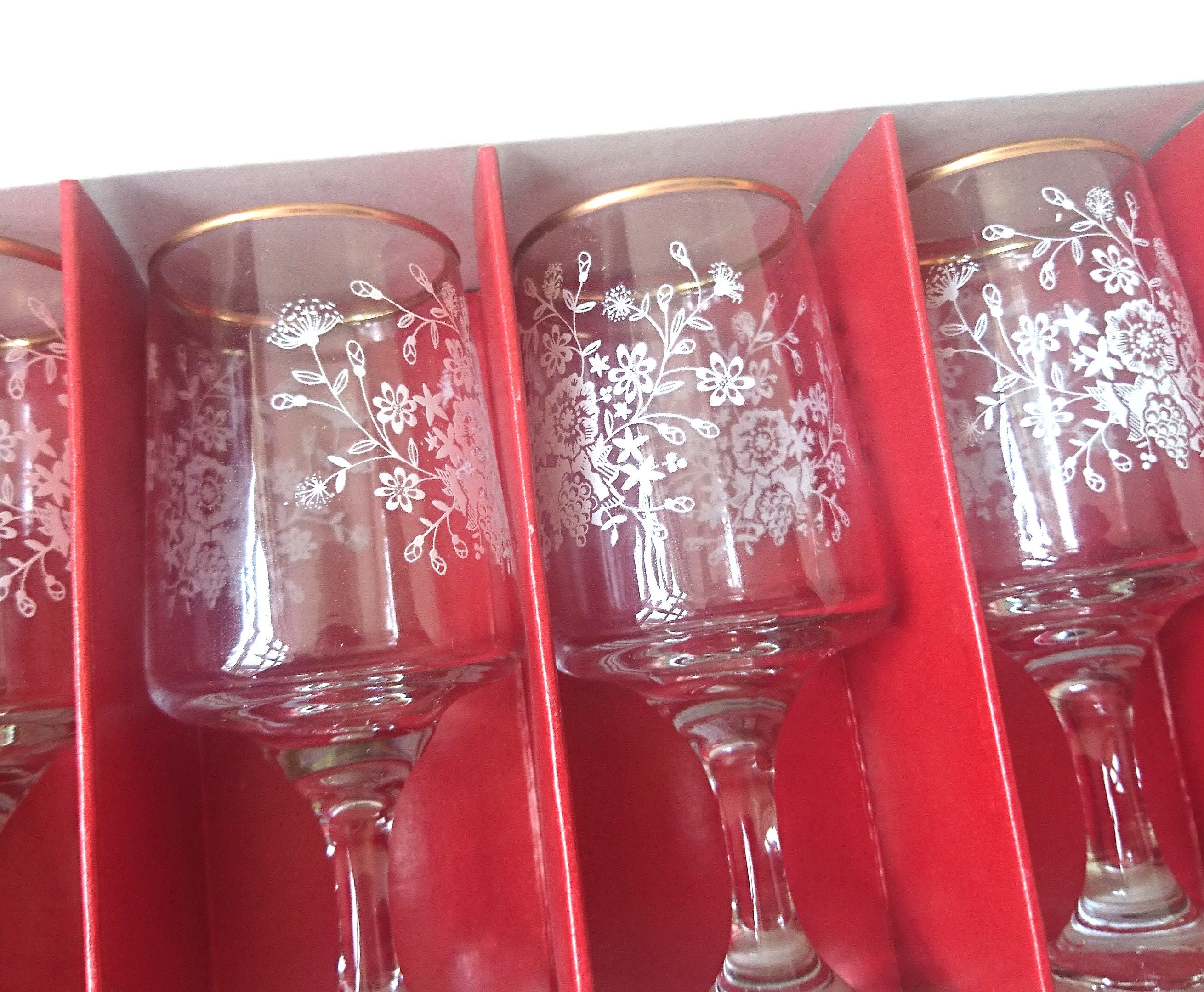 Vintage Dema Floral Sherry Glasses, 1960s Barware Set