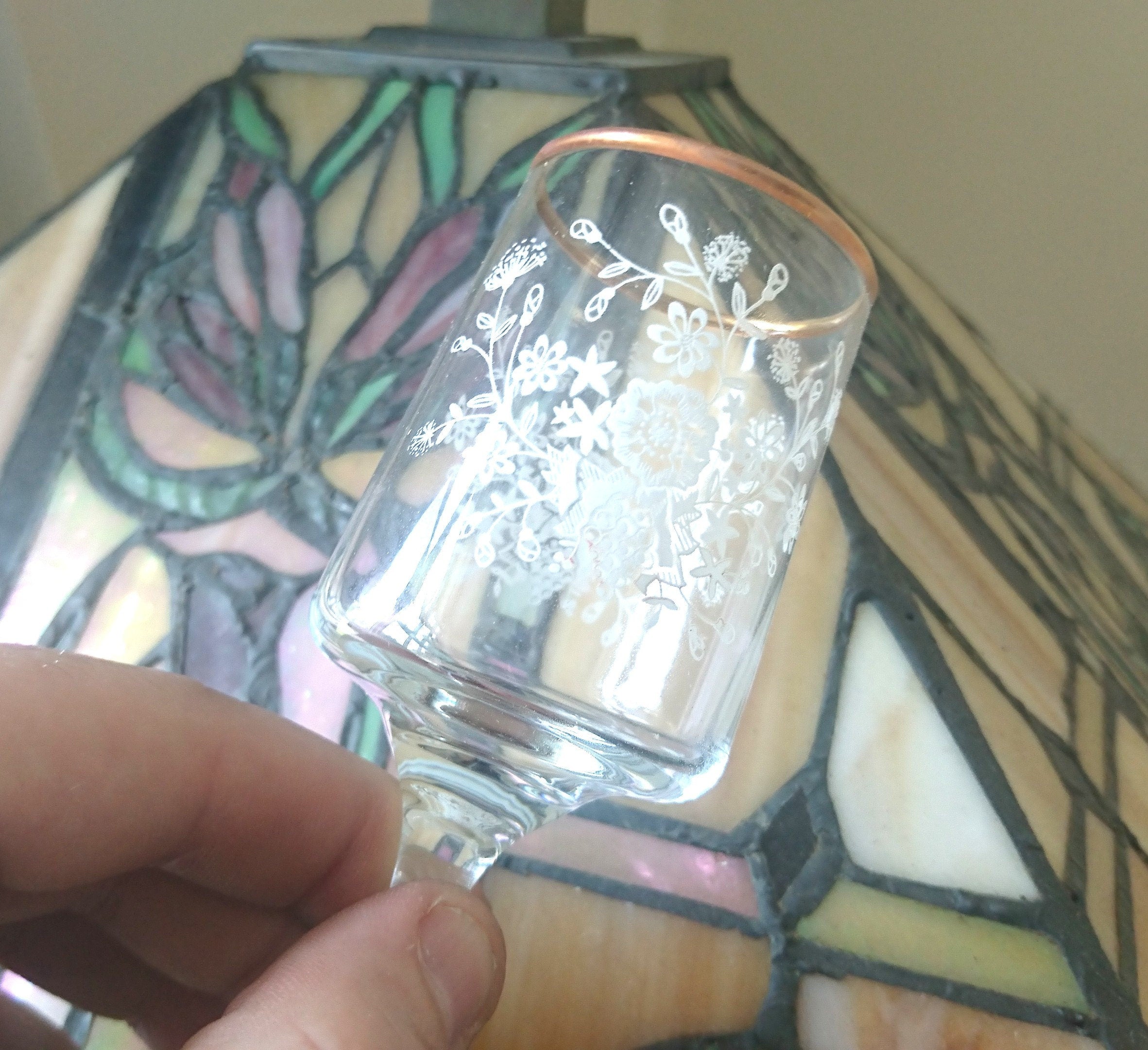 Vintage Dema Floral Sherry Glasses, 1960s Barware Set