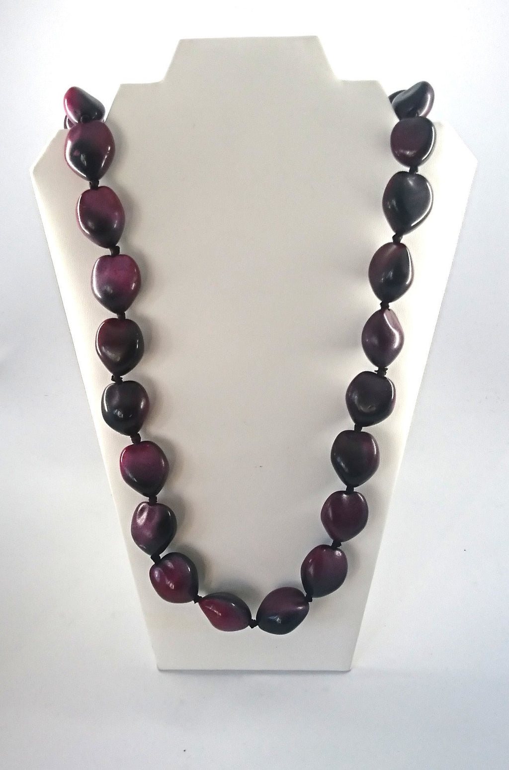 Vintage Necklace Long Chunky Purple Beaded Lucite Necklace Costume Jewellery Jewelry