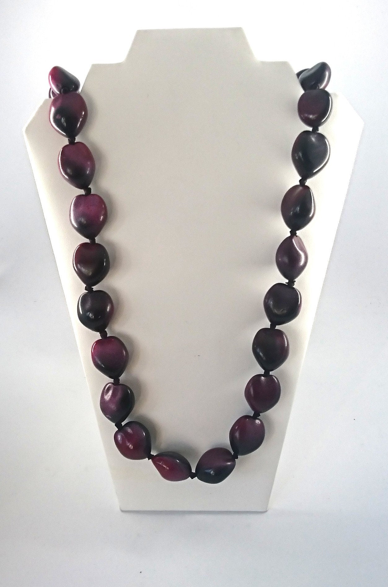 Vintage Necklace Long Chunky Purple Beaded Lucite Necklace Costume Jewellery Jewelry