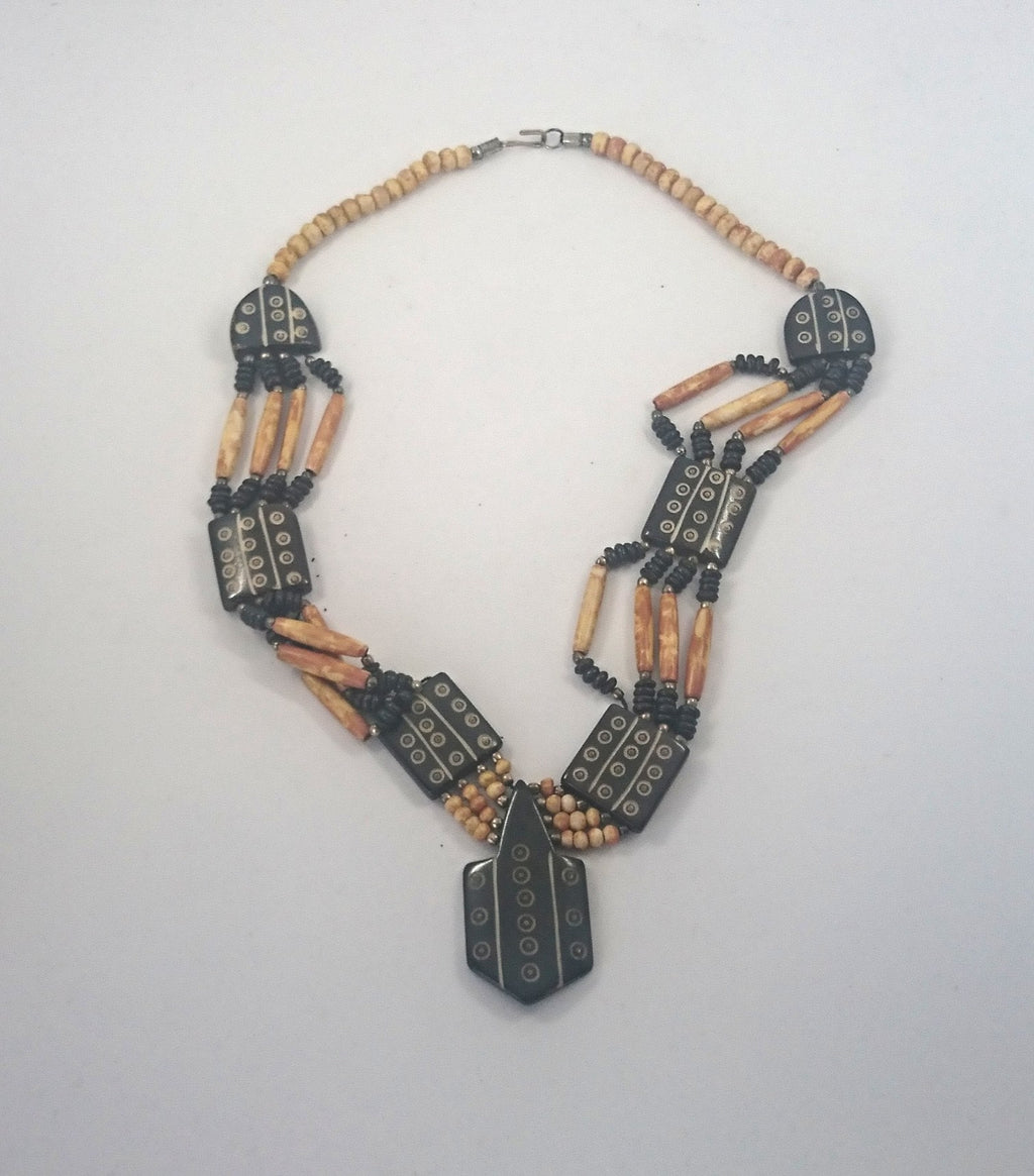 Vintage Necklace African Tribal Bone Necklace Costume Jewellery Jewelry Circa 1940's