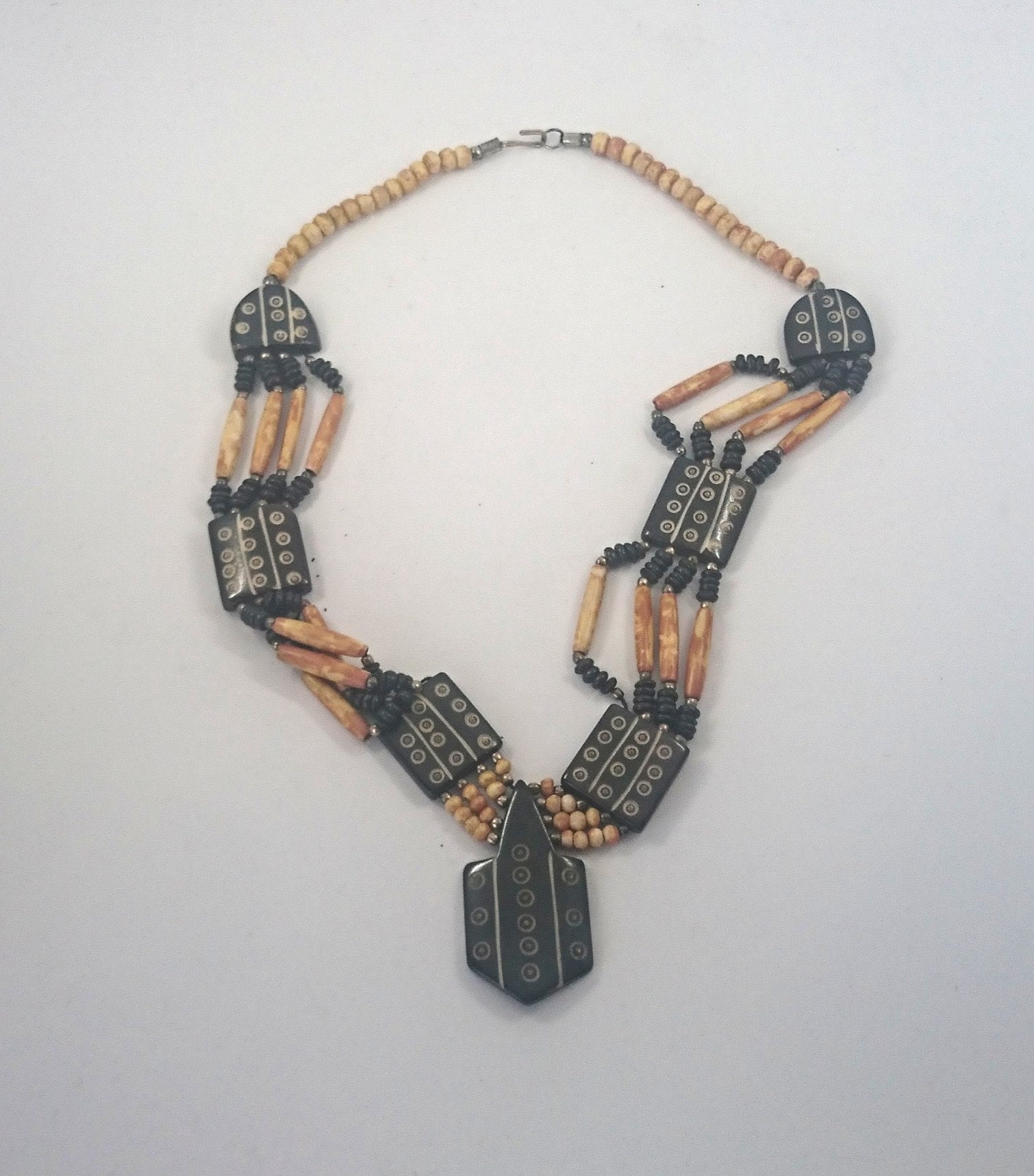Vintage Necklace African Tribal Bone Necklace Costume Jewellery Jewelry Circa 1940's