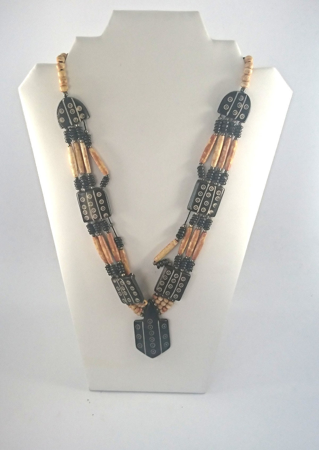 Vintage Necklace African Tribal Bone Necklace Costume Jewellery Jewelry Circa 1940's