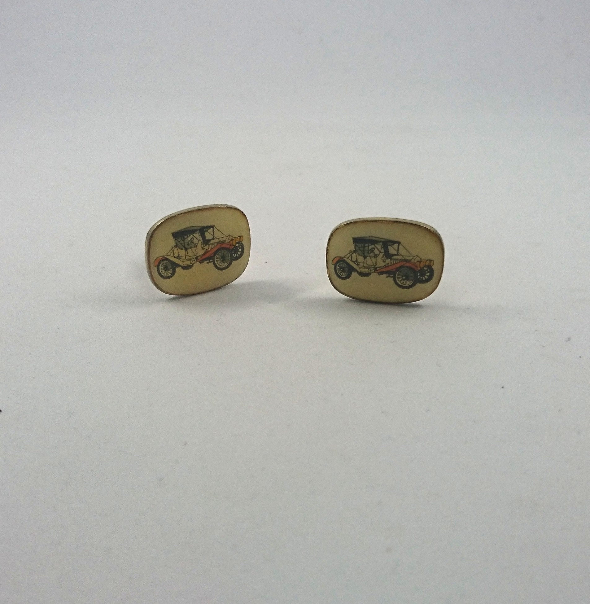 Vintage 1950s Car Cufflinks, Novelty Costume Jewelry